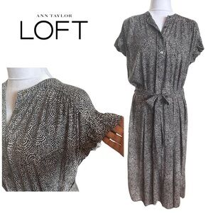 LOFT Black and White Patterned Dress